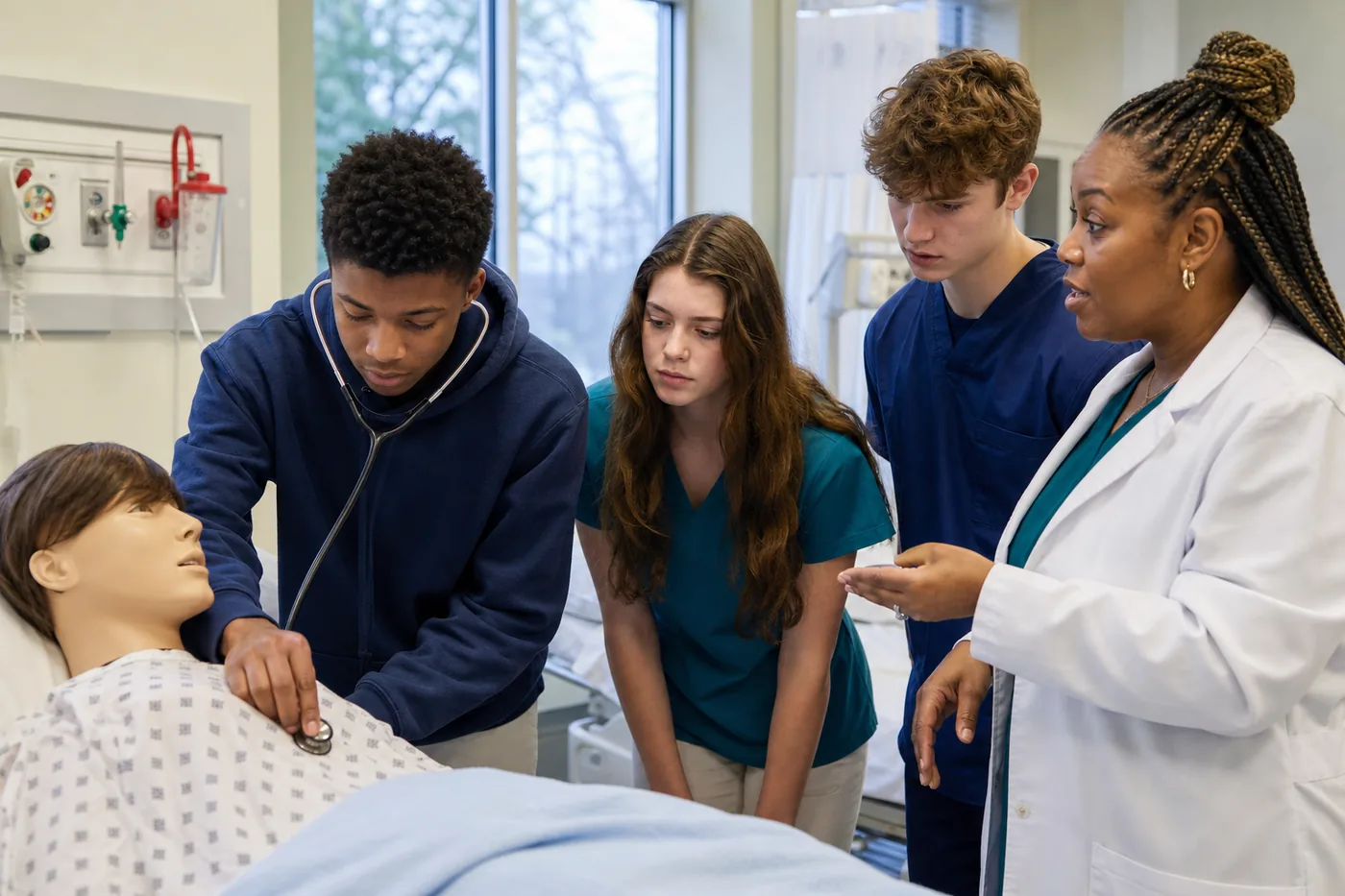 Students exploring healthcare careers